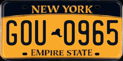 NY license plate GOU0965