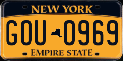 NY license plate GOU0969