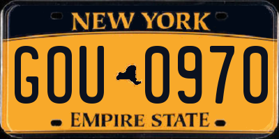 NY license plate GOU0970