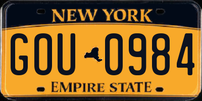NY license plate GOU0984