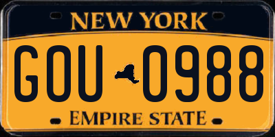 NY license plate GOU0988