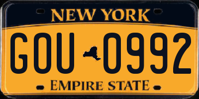 NY license plate GOU0992