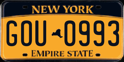 NY license plate GOU0993