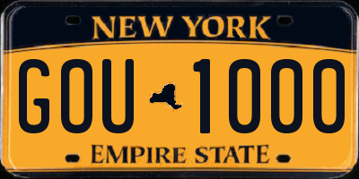NY license plate GOU1000