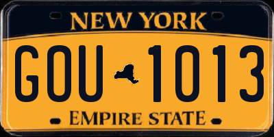 NY license plate GOU1013