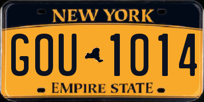 NY license plate GOU1014