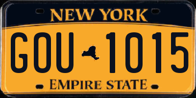 NY license plate GOU1015