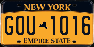 NY license plate GOU1016