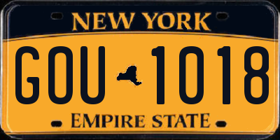 NY license plate GOU1018
