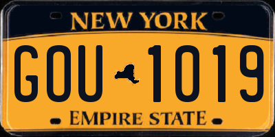 NY license plate GOU1019