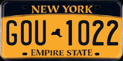 NY license plate GOU1022