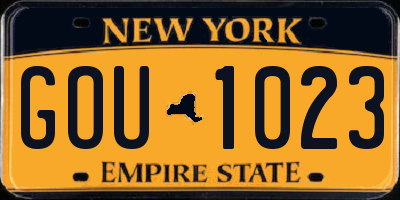 NY license plate GOU1023