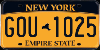 NY license plate GOU1025