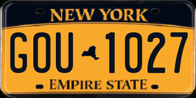 NY license plate GOU1027