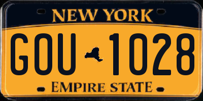 NY license plate GOU1028