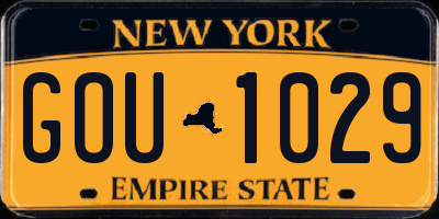 NY license plate GOU1029