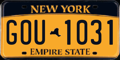 NY license plate GOU1031