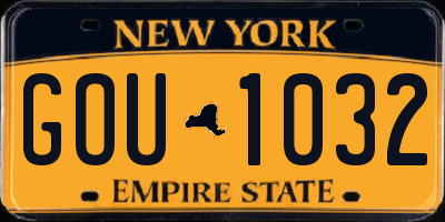 NY license plate GOU1032
