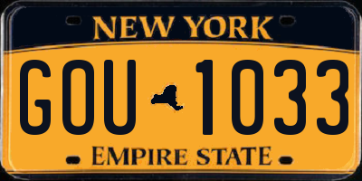 NY license plate GOU1033