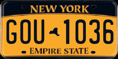 NY license plate GOU1036