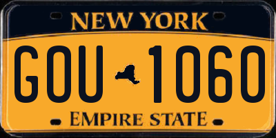 NY license plate GOU1060