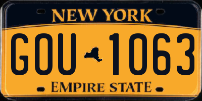NY license plate GOU1063