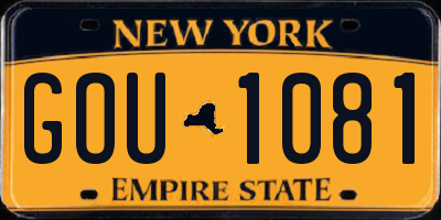 NY license plate GOU1081