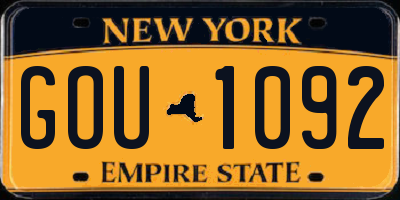 NY license plate GOU1092