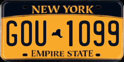 NY license plate GOU1099
