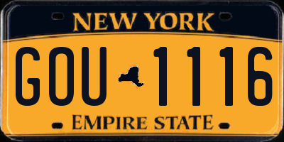 NY license plate GOU1116