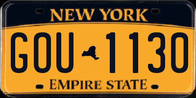 NY license plate GOU1130