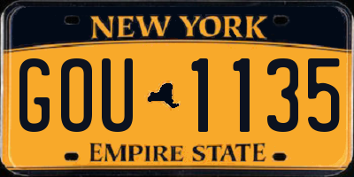 NY license plate GOU1135
