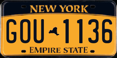 NY license plate GOU1136