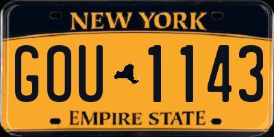 NY license plate GOU1143