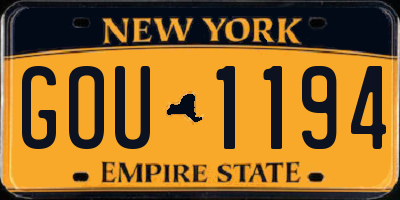 NY license plate GOU1194