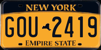 NY license plate GOU2419