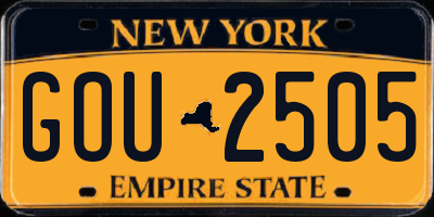 NY license plate GOU2505