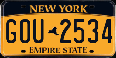 NY license plate GOU2534