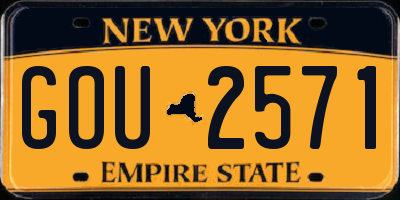 NY license plate GOU2571