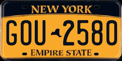 NY license plate GOU2580