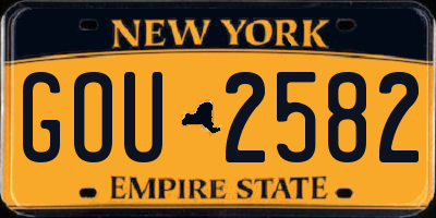 NY license plate GOU2582