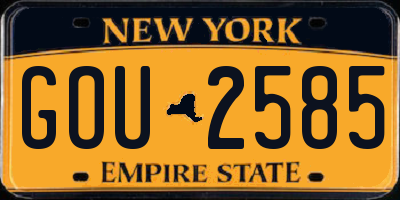 NY license plate GOU2585