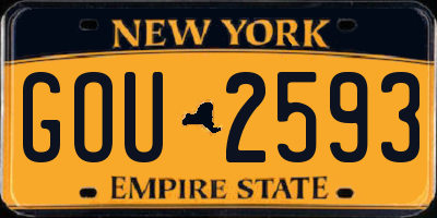 NY license plate GOU2593
