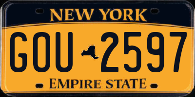 NY license plate GOU2597