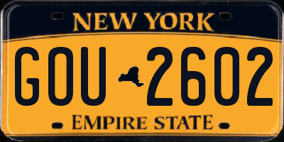NY license plate GOU2602