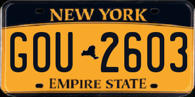 NY license plate GOU2603