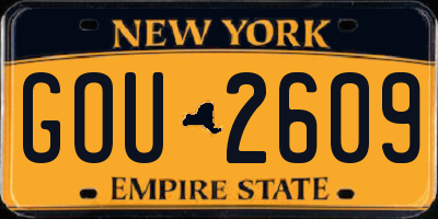 NY license plate GOU2609