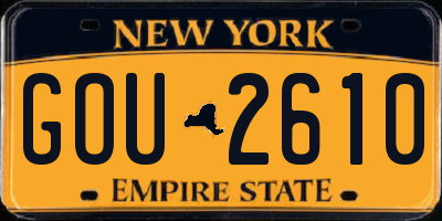 NY license plate GOU2610