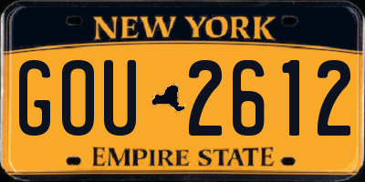 NY license plate GOU2612