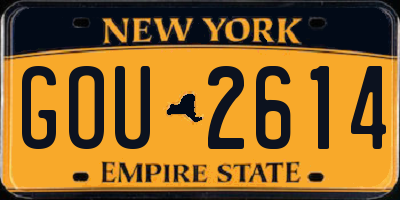 NY license plate GOU2614